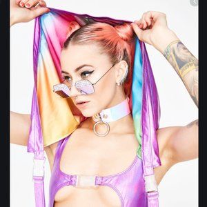 NWOT Club Exx Rave Purple Strappy Hood - M